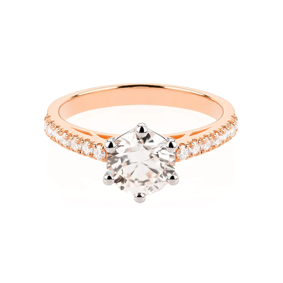 Pierścionek z różowego złota z diamentem laboratoryjnym i diamentami TP0129RLDT Pierścionek z różowego złota z diamentem laboratoryjnym i diamentami TP0129RLDT