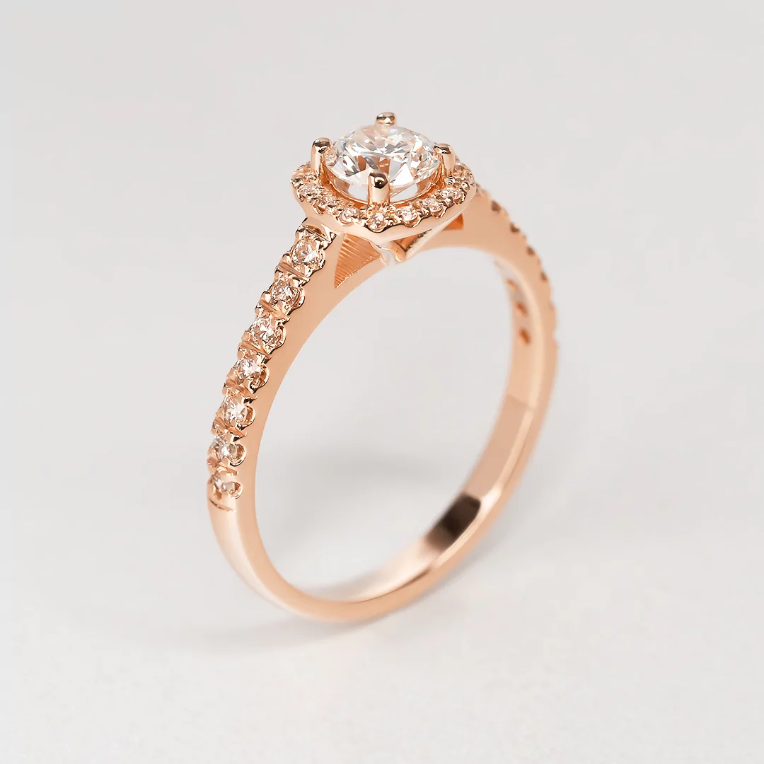 Pierścionek z różowego złota z diamentem laboratoryjnym i diamentami TP0099RLDT Pierścionek z różowego złota z diamentem laboratoryjnym i diamentami TP0099RLDT