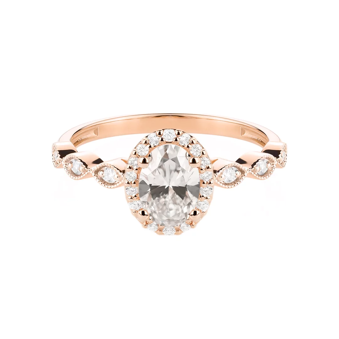 Pierścionek z różowego złota z diamentem laboratoryjnym i diamentami TP0144RLDT Pierścionek z różowego złota z diamentem laboratoryjnym i diamentami TP0144RLDT