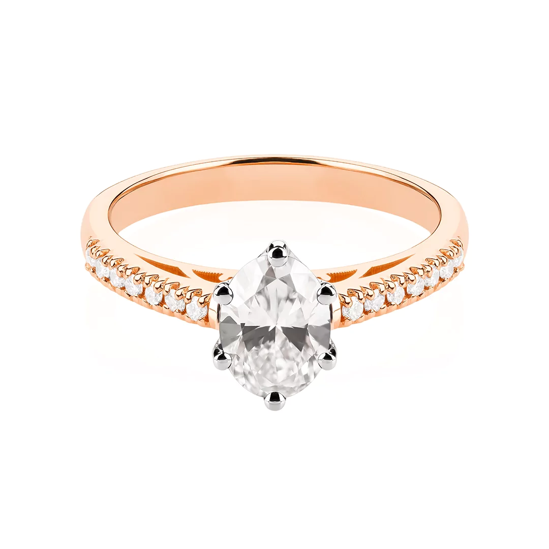 Pierścionek z różowego złota z diamentem laboratoryjnym i diamentami TP0133RLDT Pierścionek z różowego złota z diamentem laboratoryjnym i diamentami TP0133RLDT