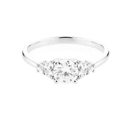 Pierścionek z białego złota z moissanitem i diamentami TP0067BMT