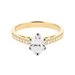 Złoty pierścionek z moissanitem i diamentami TP0133ZMT