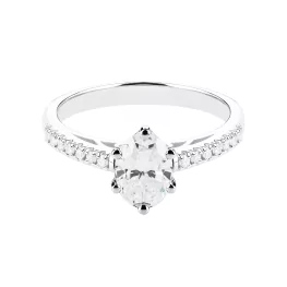 Pierścionek z białego złota z moissanitem i diamentami TP0133BMT