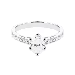 Pierścionek z białego złota z moissanitem i diamentami TP0133BMT