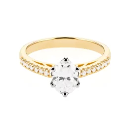 Złoty pierścionek z moissanitem i diamentami TP0133ZMT