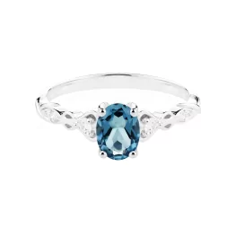 Pierścionek z białego złota z topazem London Blue i diamentami TP0028BLTZ