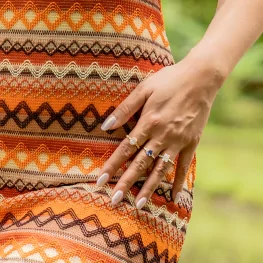 Złoty pierścionek z moissanitami TP0148ZMT