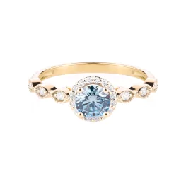 Złoty pierścionek z niebieskim diamentem laboratoryjnym i diamentami TP0071ZNLDT
