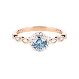 Pierścionek z różowego złota z niebieskim diamentem laboratoryjnym i diamentami TP0071RNLDT