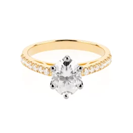 Złoty pierścionek z moissanitem i diamentami TP0145ZMT