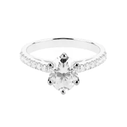 Pierścionek z białego złota z moissanitem i diamentami TP0145BMT