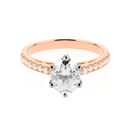 Pierścionek z różowego złota z moissanitem i diamentami TP0145RMT
