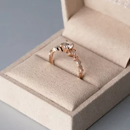 Pierścionek z różowego złota z diamentem laboratoryjnym i diamentami TP0027RLDT