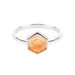 Pierścionek z białego złota kamieniem słonecznym TP0201BKS