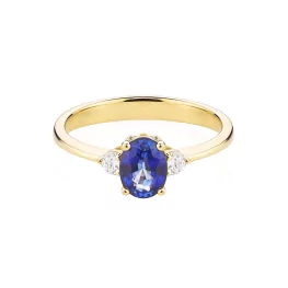 Złoty pierścionek z szafirem i diamentami TP0065ZNSR