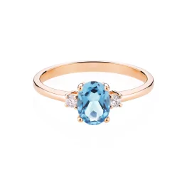 Pierścionek z różowego złota z niebieskim topazem i diamentami TP0055RNTZ