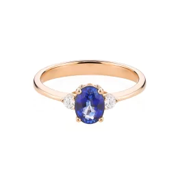 Pierścionek z różowego złota z szafirem i diamentami TP0065RNSR