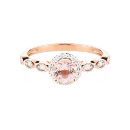 Pierścionek z różowego złota z morganitem i diamentami Pierścionek z różowego złota z morganitem i diamentami